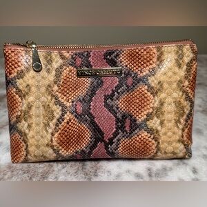VINCE CAMUTO Snakeskin Embossed Print Makeup/Cosmetic Bag.